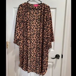 Simply Southern leopard print kimono/swimsuit cover up